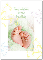 Sending you best wishes as you welcome home your newborn baby. Congratulations! Tiny Feet Baby Card A3073D-Y